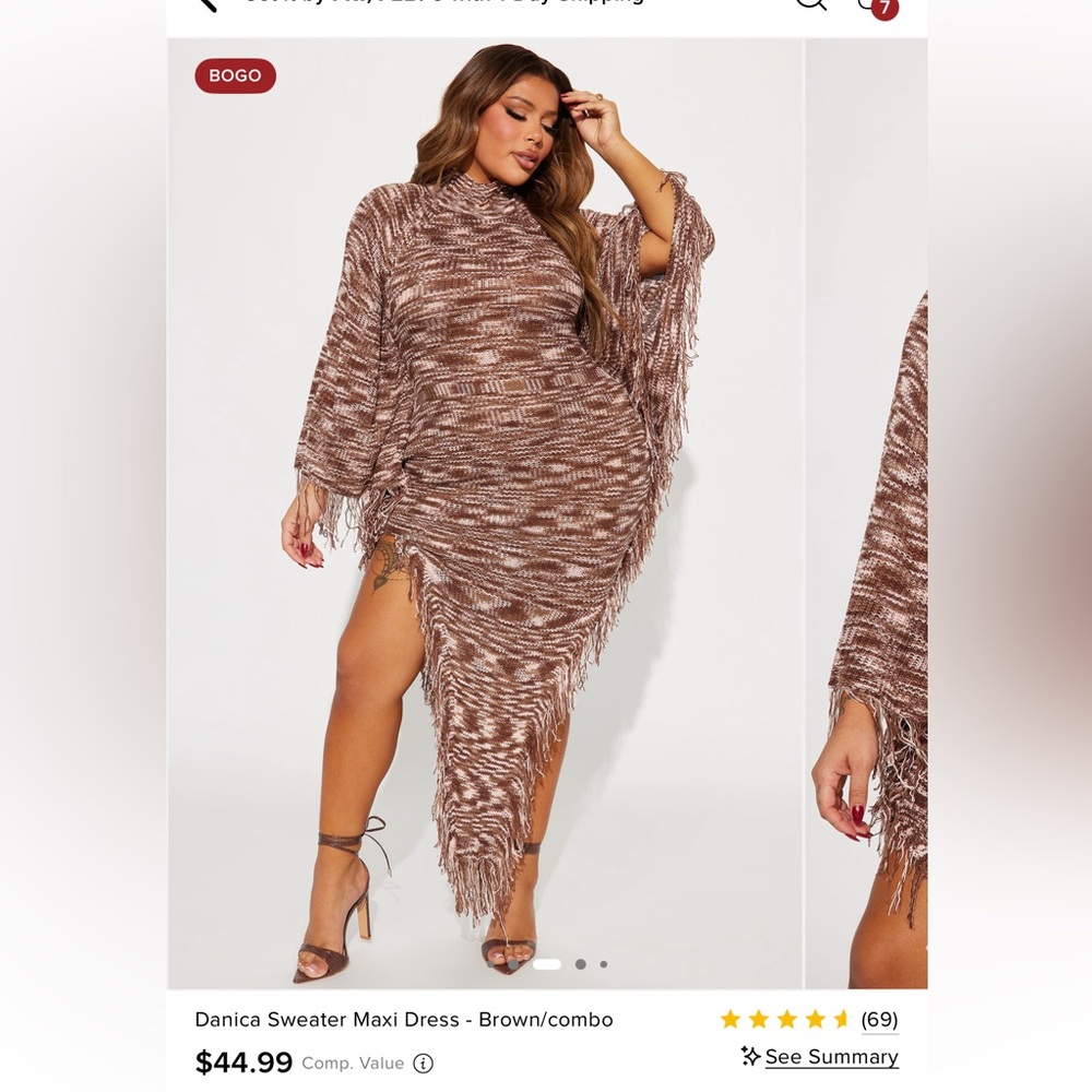 Fashion Nova Brown Sweater Maxi Dress